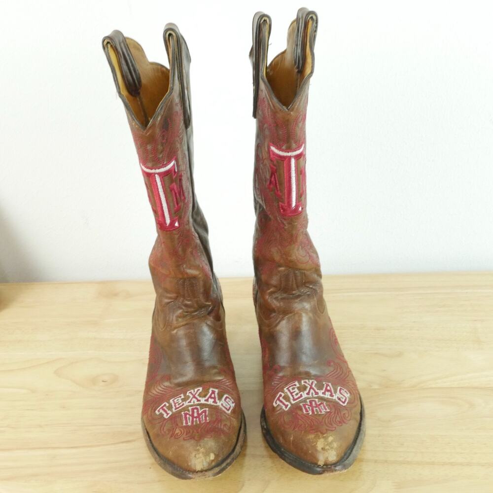 Gameday‎ Boots Texas A & M Aggies Cowboy Boots Leather Women's 8 1/2 Embroidered